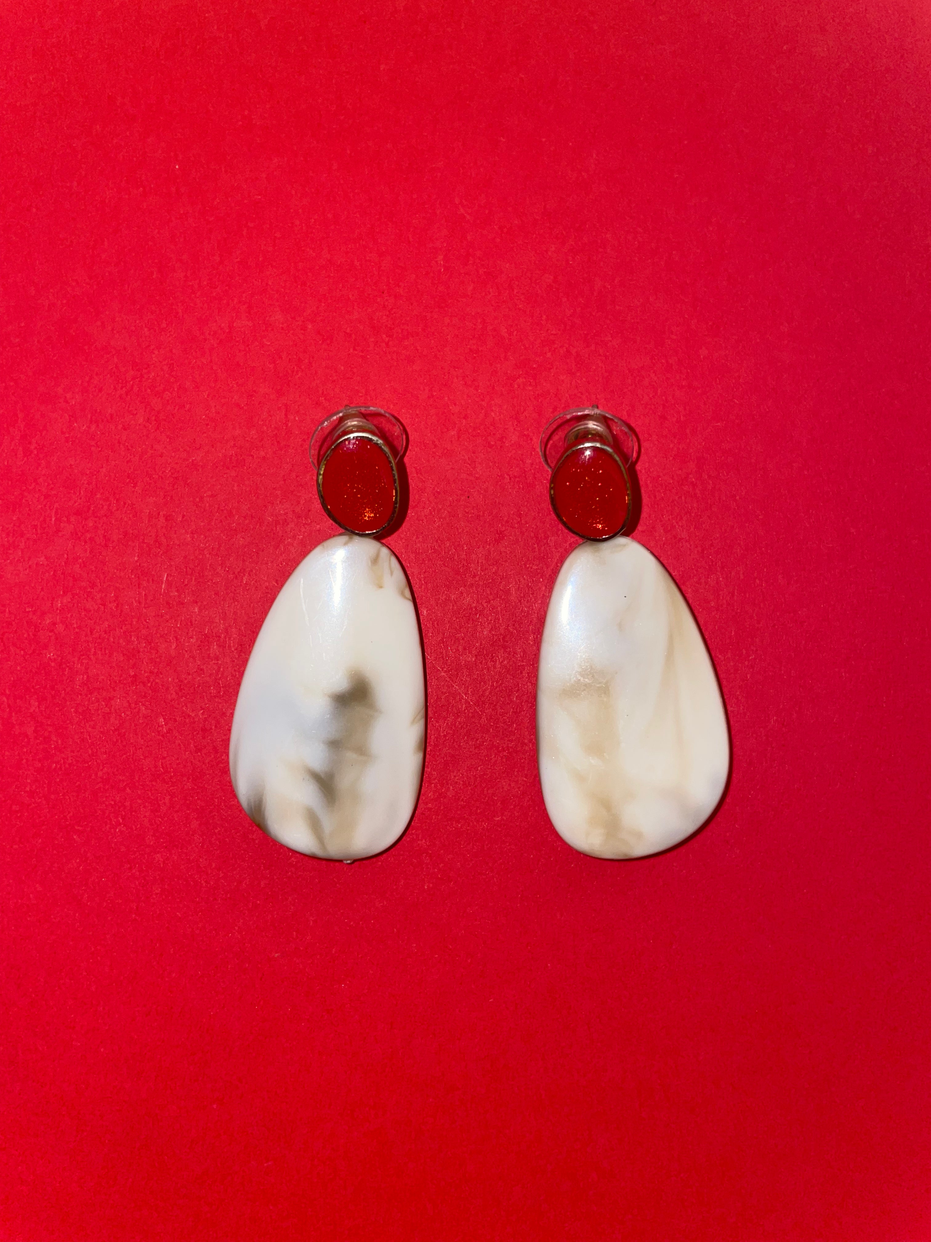 Marble White Earrings